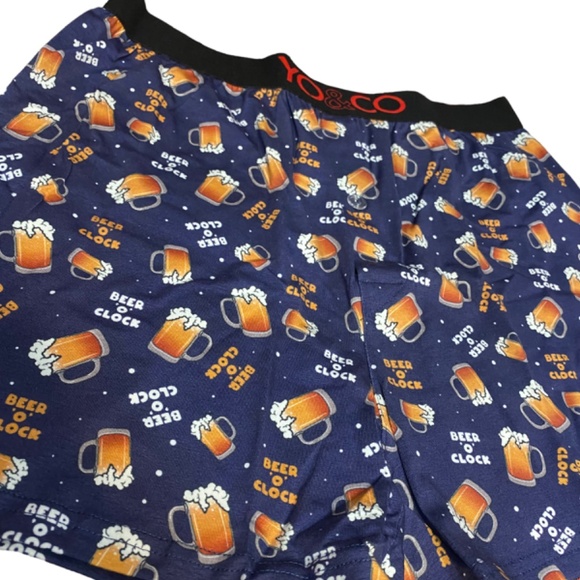Mens Yo And Co Boxers Beer O Clock - Size M Navy Graphic Stretch Breathable New - Picture 10 of 11